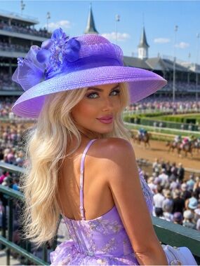 Lavender Wide Brim Kentucky Derby Hat | Floral Church Tea Party Wedding